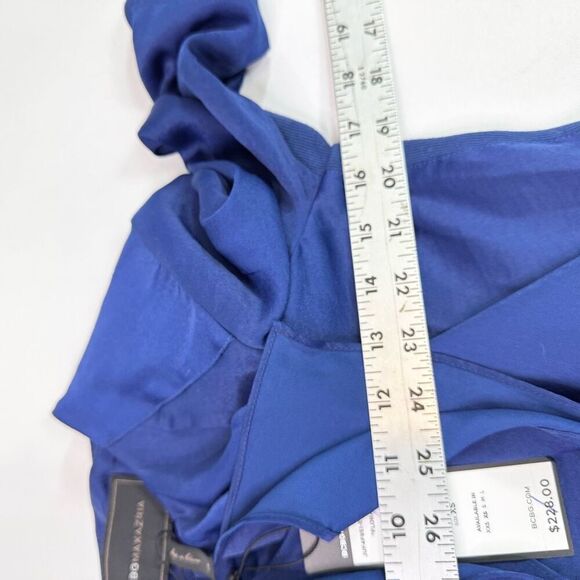 BCBGMaxazria Flora Jacket Womens XS Blue Cascade Collar Full Zip Blazer New - Picture 3 of 10